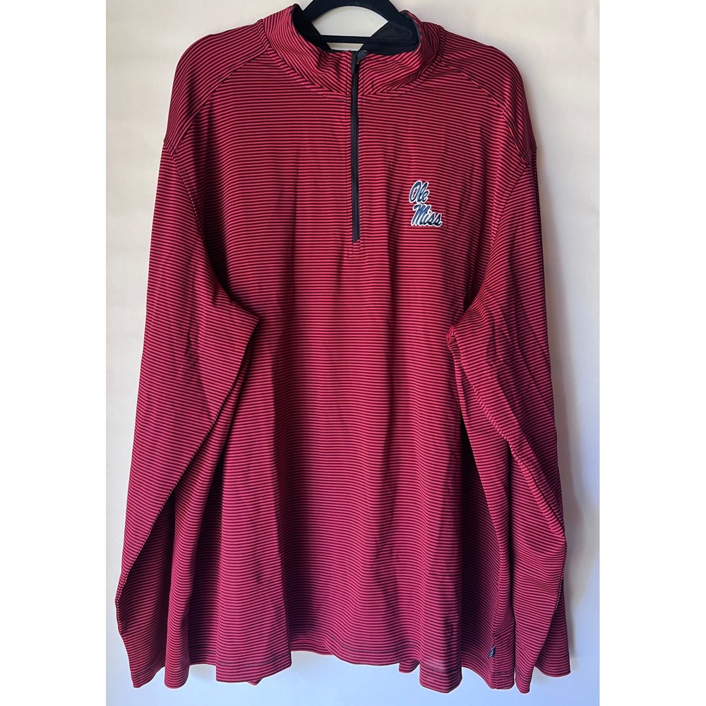 Cutter & Buck Ole‎ Miss Rebels Red Stripe Quarter Zip Pullover Men's XXL